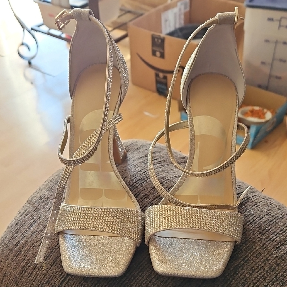 Elegant Gold Strappy Women's Heels